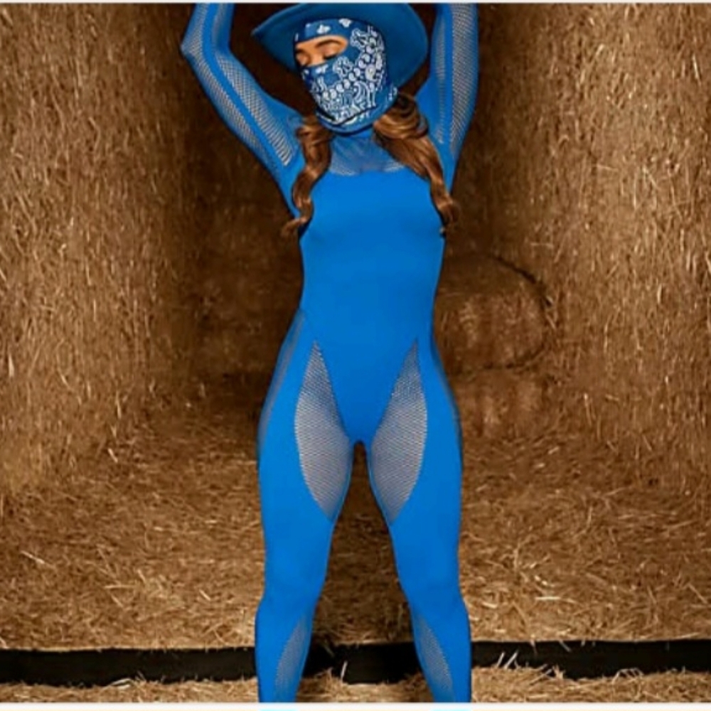 Ivy Park Rodeo Blue Mesh Catsuit